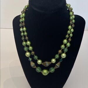 Vintage Mid-Century Chic Two Stranded Beaded Necklace